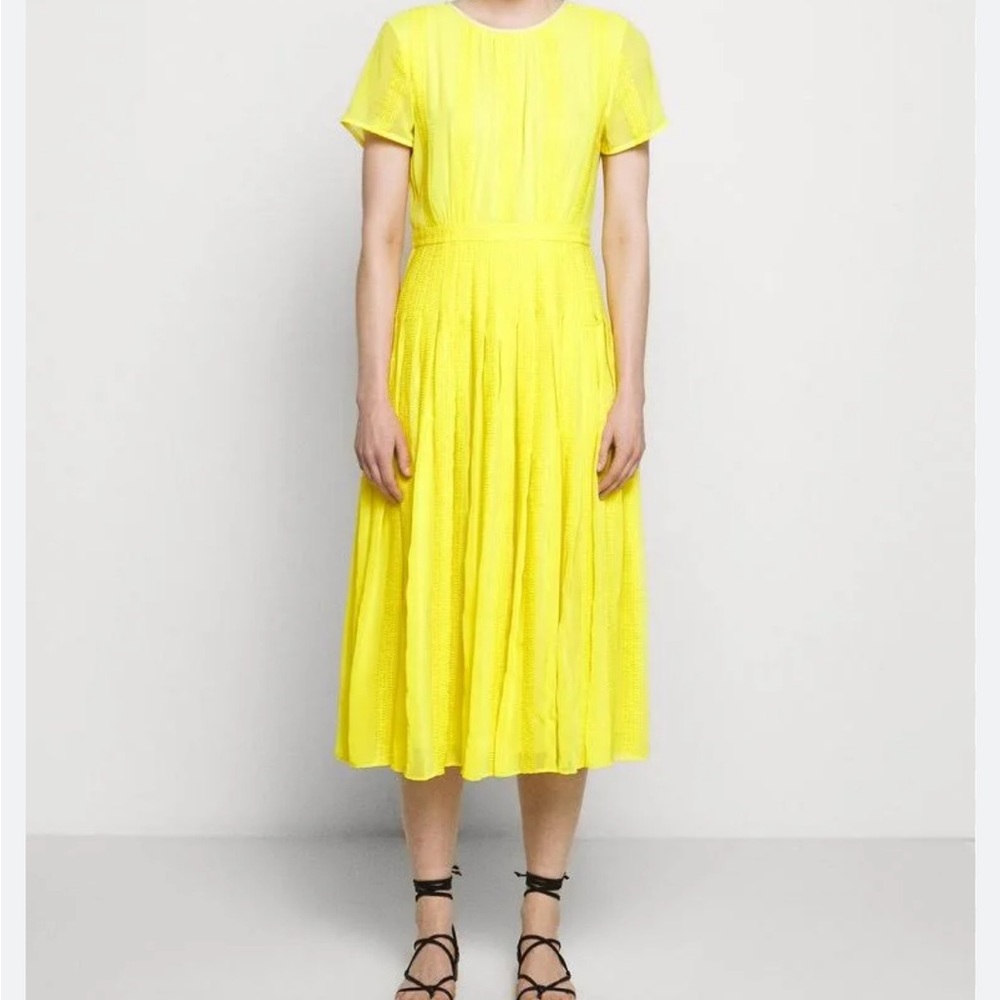 J. Crew Embroidered Chiffon Midi Dress in Bright Kiwi